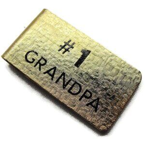 #1 Grandpa Gold Tone Money Clip Stainless Steel Wallet Credit Card Cash ID